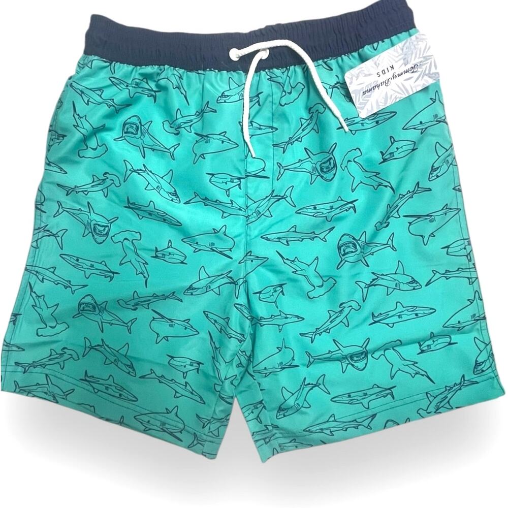 Tommy Bahama Kids Swim Trunks With Shark Print | Big Boys XL (14) Blue NWT